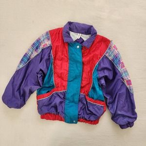 Vintage Color Block Plaid Windbreaker kids 7/8